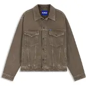 HUGO Regular fit jakke i denim med slidt look