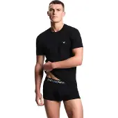 Emporio Armani Emporio Armanitil mænd. EM000379_AF14133 Tætsiddende loungewear t-shirt i sort elastisk strik (M), Casual, Afslappet, Bomuld, Korte ærmer