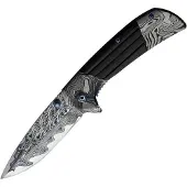 ElitEdge Damascus Etched Linerlock A/O
