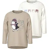 Name it Bluser - 2-Pak - NmfVix - Cloud Dancer/Cement Penguin - - 6 år (116) - Bluse