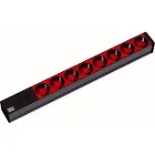 Bachmann 19" stikkontakt ALU, 8-vejs, til UPS, 2,0 m, uden kontakt