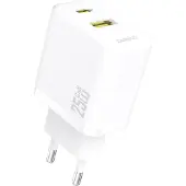 Dudao A26TEU Adapter 25Watt GaN 1xUSB-C 1xUSB-A Hvid