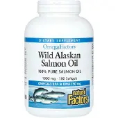 Natural Factors , Omega Faktorer, Vild Alaskansk Laksolie, 1,000 mg, 180 Mørt Gelatiner