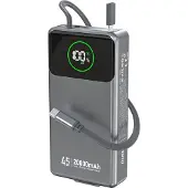 Dudao K31 Pro 45W 20000mAh Power Bank with Built-in Retractable USB-C Cable - Gray - 20000 mAh