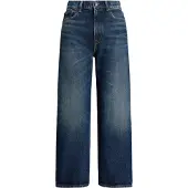 Ralph Lauren Polo Ralph Laurentil kvinder. 211969378001 Blå højtaljede jeans med brede ben (26/32), Beige, Casual, Bomuld, Denim
