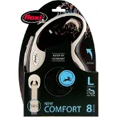 Flexi New Comfort L bånd 8 m, 50 kg, sort