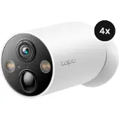 TP-LINK Tapo C425 4-Pack, IP-sikkerhedskamera, Udendørs, Trådløs, Loft/væg, Hvid, Kugle (form)