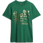 Superdry Superdrytil mænd. M1011901A Grøn grafisk T-shirt i metallic fra Workwear (S), Casual, Bomuld, Korte ærmer