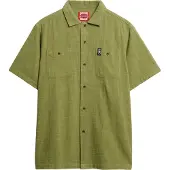 Superdry Superdrytil mænd. M4010986A Tekstureret kortærmet skjorte Merchant Store grøn (M), Casual, Bomuld, Korte ærmer
