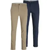 Jack & Jones Lærredsbukser 'Macro Dave' beige / navy