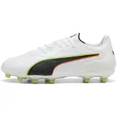 Puma KING 20 PRO FG/AG Football Boots Unisex, Shoes, White/Glowing Red/Yellow Alert, 38.5
