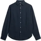 Superdry Superdrytil mænd. M4010607A Langærmet afslappet navy skjorte i hør (S), Casual, Linned, Lange ærmer, Blå