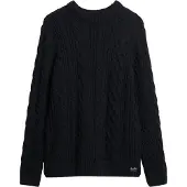 Superdry Superdrytil mænd. M6110638A Navy Jacob flettet strikket pullover (M), Casual, Akryl, Bæredygtig, Blå