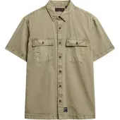 Superdry Superdrytil mænd. M4010946A Militær beige skjorte (S), Casual, Bomuld, Korte ærmer