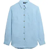 Superdry Superdrytil kvinder. W4010463A Afslappet hørskjorte med blåt boyfriend-snit (M), Casual, Linned, Lange ærmer