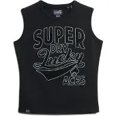 Superdry Superdrytil kvinder. W6011898A T-shirt med sorte retro-kanter (M), Casual, Bomuld, Uden ærmer/stropper