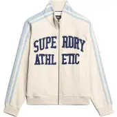 Superdry Superdrytil kvinder. W2012163A Athletic Applq Loose Zip Track Sweatshirt beige (XL), Casual, Bomuld