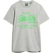 Superdry Superdrytil mænd. M1011922A Fluor T-shirt med gråt Vintage-logo (M), Casual, Bomuld, Korte ærmer