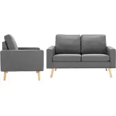 vidaXL Sofasæt 2 Dele Stof - Lysegrå