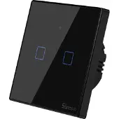 Sonoff T3EU2C-TX 2 kanalų sieninis jungiklis 230VAC juodas
