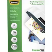 Fellowes Lamineringslommer A4 100 mic. 100/pk, Blank