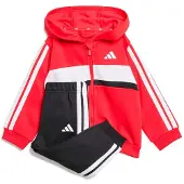Adidas Træningsdragt 'ESSENTIALS TIBERIO 3 STRIPES FLEECE' knaldrød / sort / hvid