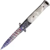 ElitEdge Damascus Etched Linerlock A/O