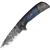 ElitEdge Damascus Etched Linerlock A/O