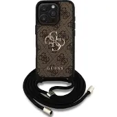 GUESS 4G Big Logo Cord Stap Crossbody Etui til iPhone 16 Pro Brun