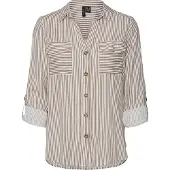 Vero Moda Bluse 'Bumpy' lysebrun / hvid