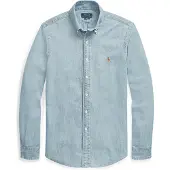 Ralph Lauren Polo Ralph Laurentil mænd. 710548538001 blå Slim Fit chambray-skjorte (XS), Casual, Bomuld, Denim, Lange ærmer