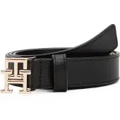 Tommy Hilfiger Bælte 'TH Monogram Plaque Buckle' sort