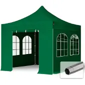 TOOLPORT 3x3m, stål, easy-up-pavillon, 4 sidedele, mørkegrøn