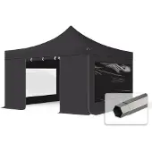 TOOLPORT 4x4m, stål, easy-up-pavillon, 4 sidedele, sort