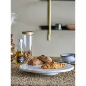 Bloomingville Ellin Fad på drejefod, Hvid, Marmor