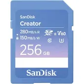 SanDisk Creator - Flashhukommelseskort - 256 GB - Video Class V60 / UHS-II U3 / Class10 - SDXC UHS-II