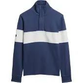Superdry Superdrytil mænd. M2014171A Klassisk rugbytrøje med blå bagerkrave (L), Casual, Bomuld