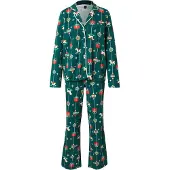 Trendyol Pyjamas gylden gul / mørkegrøn / rød / hvid