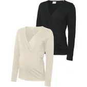 Mamalicious Shirts 'MLKERRIE' ecru / sort