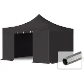 TOOLPORT 4x4m, stål, easy-up-pavillon, 4 sidedele, sort