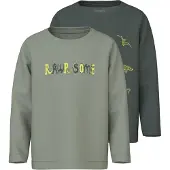 Name it Shirts 'NMMVUX' neongul / taupe / mørkegrøn