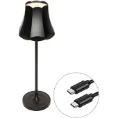 QAZQA Retro bordlampe sort genopladelig IP44 - Granny