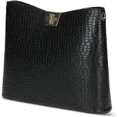 Caprice Handbag, black, made of Leather and textile, Size 1