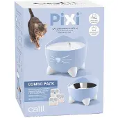 Catit Pixi Fountain Combo, Pixi 2,5 l drikkesæt + skål, lyseblå