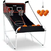 Vevor Sammenklappeligt Basketball Arkadespil, Indendørs Basketballspil til 2 Spillere, Hjemme Dual Shot Sport med 5 Bolde, 8 Spiltilstande, Elektronisk Scoreboard og Oppustningspumpe, til Børn, Voksne