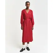 Gant Ganttil kvinder. 4503360 Stribet skjortekjole i rød satin (40), Casual, Viscose, Lange ærmer