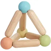 PlanToys TRÆSKLINGERING TRIANGLE Baby legetøj med blid lyd i to-tonet bold (5256) | Pastelfarvekollektion | bæredygtigt lavet af gummi og ikke-gi