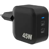 Sinox PRO 2xUSB-C PD oplader 45W. Sort