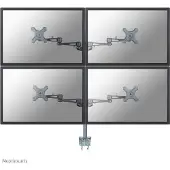 NeoMounts FPMA-D935D4 - Monteringssæt - fuld bevægelse - for 4 LCD displays - sølv - skærmstørrelse: 10-27 - klemmemonterbar, skrivebordsmonterbar