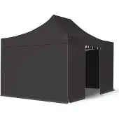 TOOLPORT 3x4,5m, aluminium, easy-up-pavillon, 4 sidedele, sort
